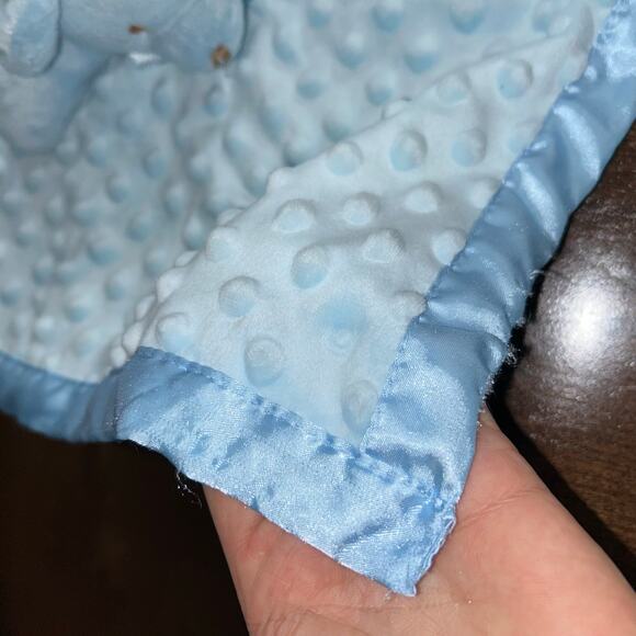 Pro Goleem Blue Bear Plush Lovey Baby Security Blanket 16” Satin Minky Dots - Picture 3 of 7